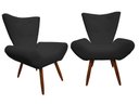 Ver imagem 1 de Kit 2 Poltronas Decorativa Emilia Couro Preto Pés Madeira Ms Decor