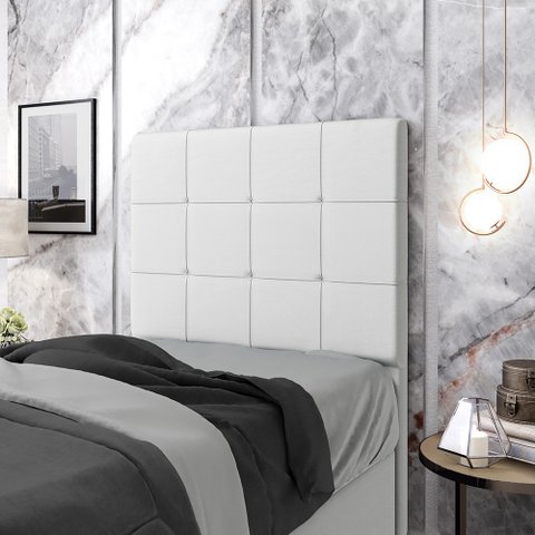 Cabeceira Áurea 90 para Cama de Solteiro A-013 Couro Branco Aradecor