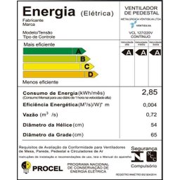 Ventilador de Coluna Ventisilva 65 Vcl Potente e Silencioso - Preto com Cromado - 110V/220V (Bivolt) - 2