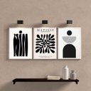 Ver imagem 1 de Kit 3 Quadros Minimalistas Abstratos Geométricos matisse 24x18cm - com Vidro:madeira Branca