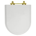 Ver imagem 1 de Assento Sanitário Carrara Cinza Real para vaso Deca Com Ferragem Dourada