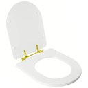 Ver imagem 2 de Assento Sanitário Carrara Cinza Real para vaso Deca Com Ferragem Dourada
