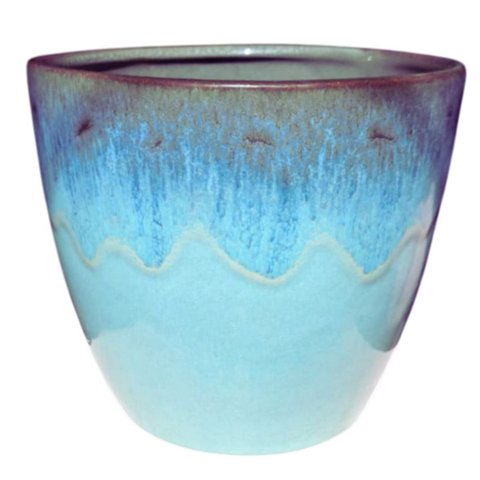 Vaso Cerâmica Esmaltado Orquídea (15) Azul Névoa Burguina