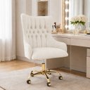 Ver imagem 1 de Cadeira Poltrona Home Office Helena Capitonê Base com Rodinhas Dourada