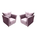 Ver imagem 1 de Kit 2 Poltronas Decorativa Isis Suede Rosê Pés Madeira Mz Decor