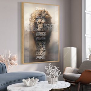 Quadro Decorativo Salmo 91 Leão Correndo no Deserto Sala Quarto Casa Escritório