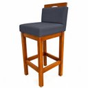 Ver imagem 3 de Kit 2 Banqueta Alta de Madeira Aurora Balcão Cozinha Bistro com Encosto Suede Azul