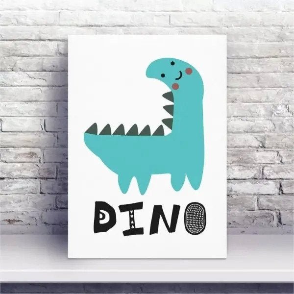 Quadro infantil desenho dinossauro verde - Conspecto