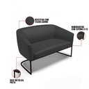 Ver imagem 6 de Sofá Namoradeira e Poltrona Base Industrial Preto Stella Corino Preto D03 - D'Rossi