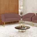 Ver imagem 7 de Sofá Namoradeira e Poltrona Base Industrial Dourado Stella Veludo D03 - D'Rossi Cor Rose