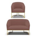 Ver imagem 1 de Sofá Namoradeira e Poltrona Base Industrial Dourado Stella Veludo D03 - D'Rossi Cor Rose