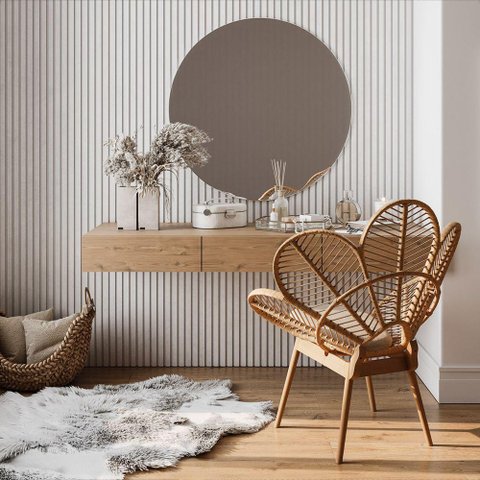 Painel Ripado Laminado de Eva Autocolante Flexível Rolo 10mt White com Textura | Branco