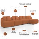 Ver imagem 4 de Sofá 5 Lugares com Chaise Direito Sala Living 388cm Arlo F04 Bouclê Terracota Tc-10051 - Lyam Decor
