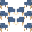 Ver imagem 2 de Kit 10 Poltronas Decorativa para Sala Nina Suede Cores Pé Palito 30cm Castanho - Azul-marinho,