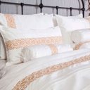 Ver imagem 1 de Jogo de Cama Algodão 400 Fios Solteiro Grand Palais Caqui Blue Gardenia