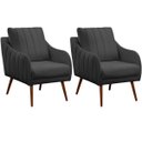 Ver imagem 1 de Kit 2 Poltronas para Sala e Escritório Decorativas Síria Veludo Cinza