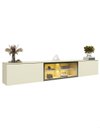 Ver imagem 7 de Conjunto Home Modular Painel Rack Parede Suspenso Matiz 217 Cor:Off-White/Madeira
