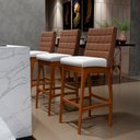 Ver imagem 2 de Kit 5 Banquetas Altas Cozinha Sala Jantar Fixa Mila B04 Couríssimo Marrom Corano Branco - Lyam