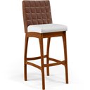 Ver imagem 3 de Kit 5 Banquetas Altas Cozinha Sala Jantar Fixa Mila B04 Couríssimo Marrom Corano Branco - Lyam