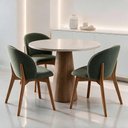 Ver imagem 2 de Kit 03 Cadeiras de Jantar e Estar Living Estofada Mia L02 Linho Verde Musgo - Lyam Decor