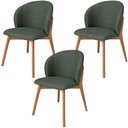 Ver imagem 1 de Kit 03 Cadeiras de Jantar e Estar Living Estofada Mia L02 Linho Verde Musgo - Lyam Decor