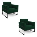 Ver imagem 1 de Poltrona Sala Estar Industrial Alta Preto Kit 2 Marisa Bouclê Verde D03 - D’Rossi