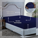 Ver imagem 3 de Lençol Casal 400 Fios Poliéster Ultra Macio com Elástico Avulso:azul Marinho