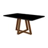 Mesa de Jantar 120x90 Tampo Mdf/vidro para 4 Lugares Pés Madeira Maciça Pérola - Imbuia/preto - 1
