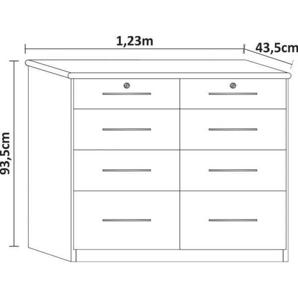 Cômoda Monique 8 Gavetas 2 com Chave Cor Chocolate - 2