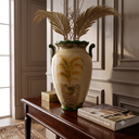 Ver imagem 2 de Vaso Ânfora Decorativo Cerâmica Craquelada Palmeira Amarela Alças Verdes 52cm Columbus Gold