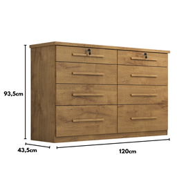 Cômoda Monza 8 Gavetas 2 com Chave - 5