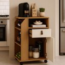 Ver imagem 1 de Armário MDF Reforçado Fruteira Balcão Organizador Cozinha Mesa para Bebedouro e Microondas
