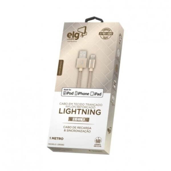 Cabo Lightning em Nylon Trançado Reforçado 1 Metro Dourado C810bg Elg - 3