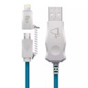 Ver imagem 2 de Cabo 2 em 1 micro usb e lightning 1 metro iluminado led led8510be elg