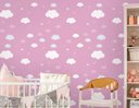 Ver imagem 1 de Papel de Parede Infantil - Céu Nuvens Rosa Arte Destaque 1,50 Metros