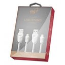 Ver imagem 2 de Kit 2 cabos lightning 1 metro e 2 metro branco conector em forma de prisma cmb812w elg