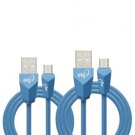 Kit 2 Cabos Micro Usb 1 Metro e 2 Metros Premium Conector Tipo Prisma Azul Cmb512be