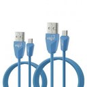 Ver imagem 2 de Kit 2 Cabos Micro Usb 1 Metro e 2 Metros Premium Conector Tipo Prisma Azul Cmb512be