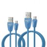 Kit 2 Cabos Micro Usb 1 Metro e 2 Metros Premium Conector Tipo Prisma Azul Cmb512be - 2