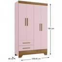 Ver imagem 4 de Guarda-Roupa Infantil 4 Portas 2 Gavetas Rosa/Nature - Panorama Móveis