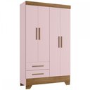 Ver imagem 2 de Guarda-Roupa Infantil 4 Portas 2 Gavetas Rosa/Nature - Panorama Móveis