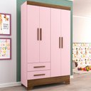 Ver imagem 1 de Guarda-Roupa Infantil 4 Portas 2 Gavetas Rosa/Nature - Panorama Móveis