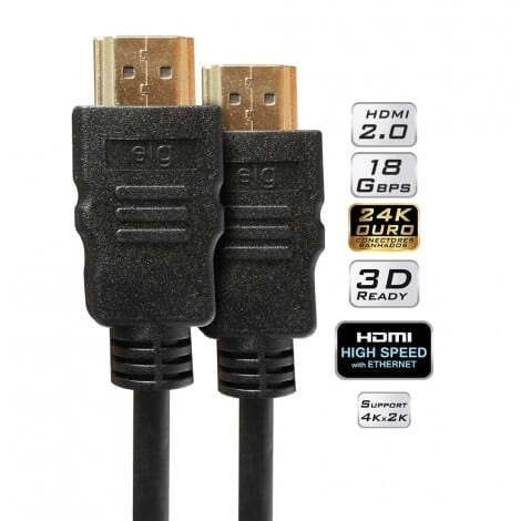 Cabo hdmi 2.0V 3d ready 4k de 1,8 metros hs1018 elg - 2