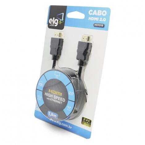 Cabo hdmi 2.0V 3d ready 4k de 1,8 metros hs1018 elg - 3