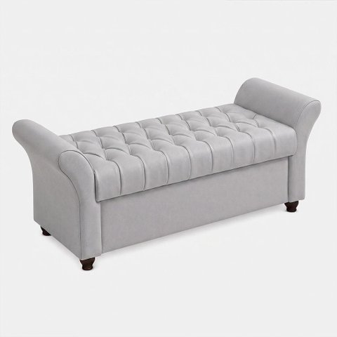 Puff Baú Charles Factor Assento D-20 Revestimento Factor Off White Sallar Home