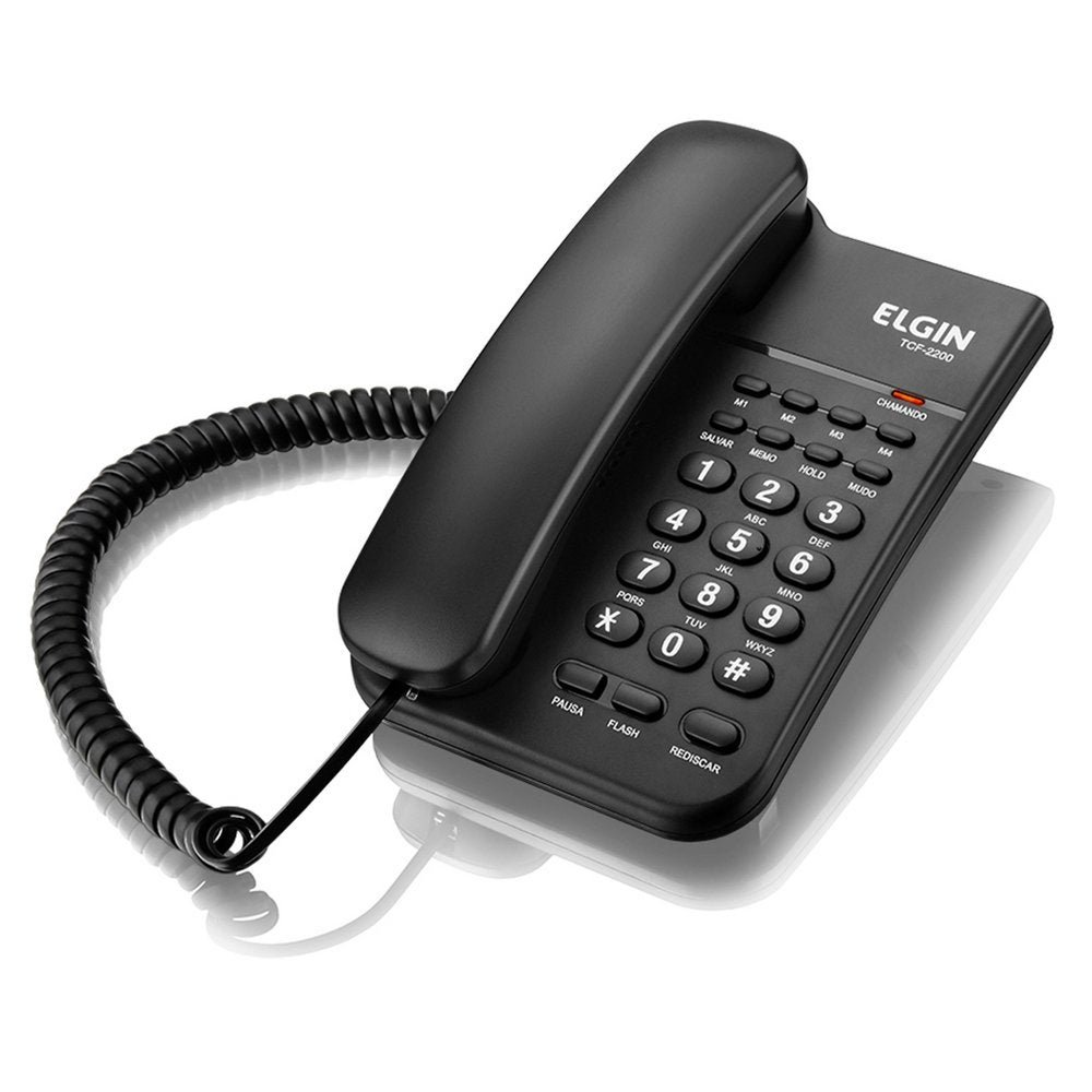 Telefone de Mesa e Parede Tcf 2200 com Chave de Bloqueio Preto - Elgin - 1