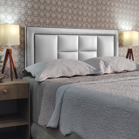Cabeceira Queen Estofada Modulos V2h4 Diamond Corano Branco 160 X 60 Rbl