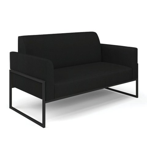 Sofá Namoradeira Base Industrial Alta Preto Marisa Linho D03 - D\'rossi Cor A79 Preto