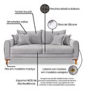 Ver mais imagens de Sofá Living 2 Lugares Bouclê Cinza 1.60m Pés em Madeira Bz Home Decor