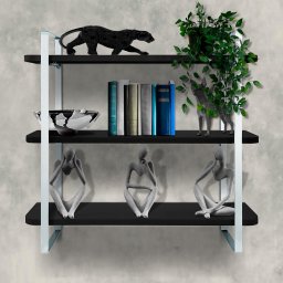 Prateleira Tripla Nicho Hone Modelo Industrial Decoração Casa 60x15 Branca/Preto - 2